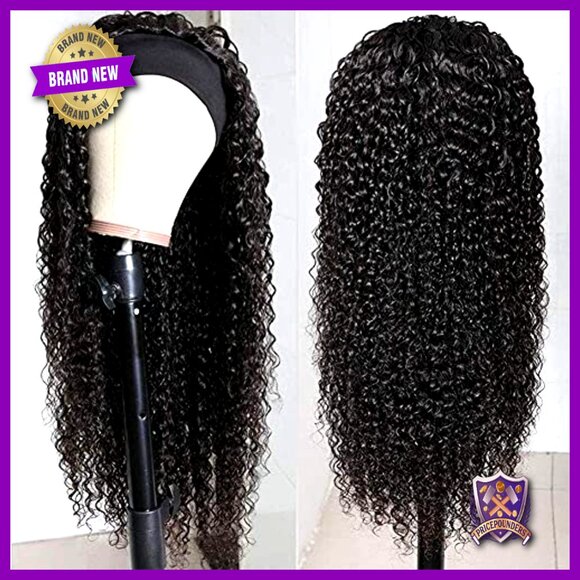 Human Hair Deep Wave Headband Wig Glueless Lace Front Curly Half Wig - Picture 2 of 6